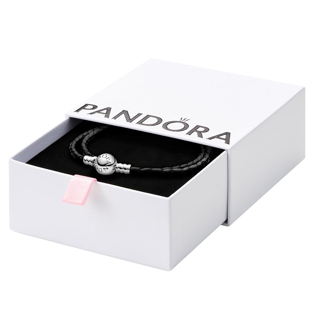 Amazon | Pandora Moments ダブルウーブンレザーブレスレット